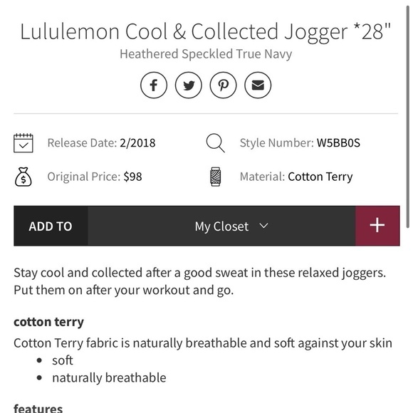 Lululemon Cool & Collected Jogger 28" size 6 in Heathered Speckled True Navy - Picture 15 of 16